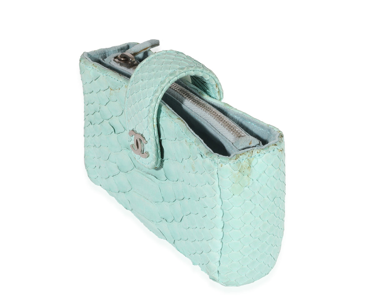 Top Quality Chanel Mint Python Mini Phone Holder Clutch