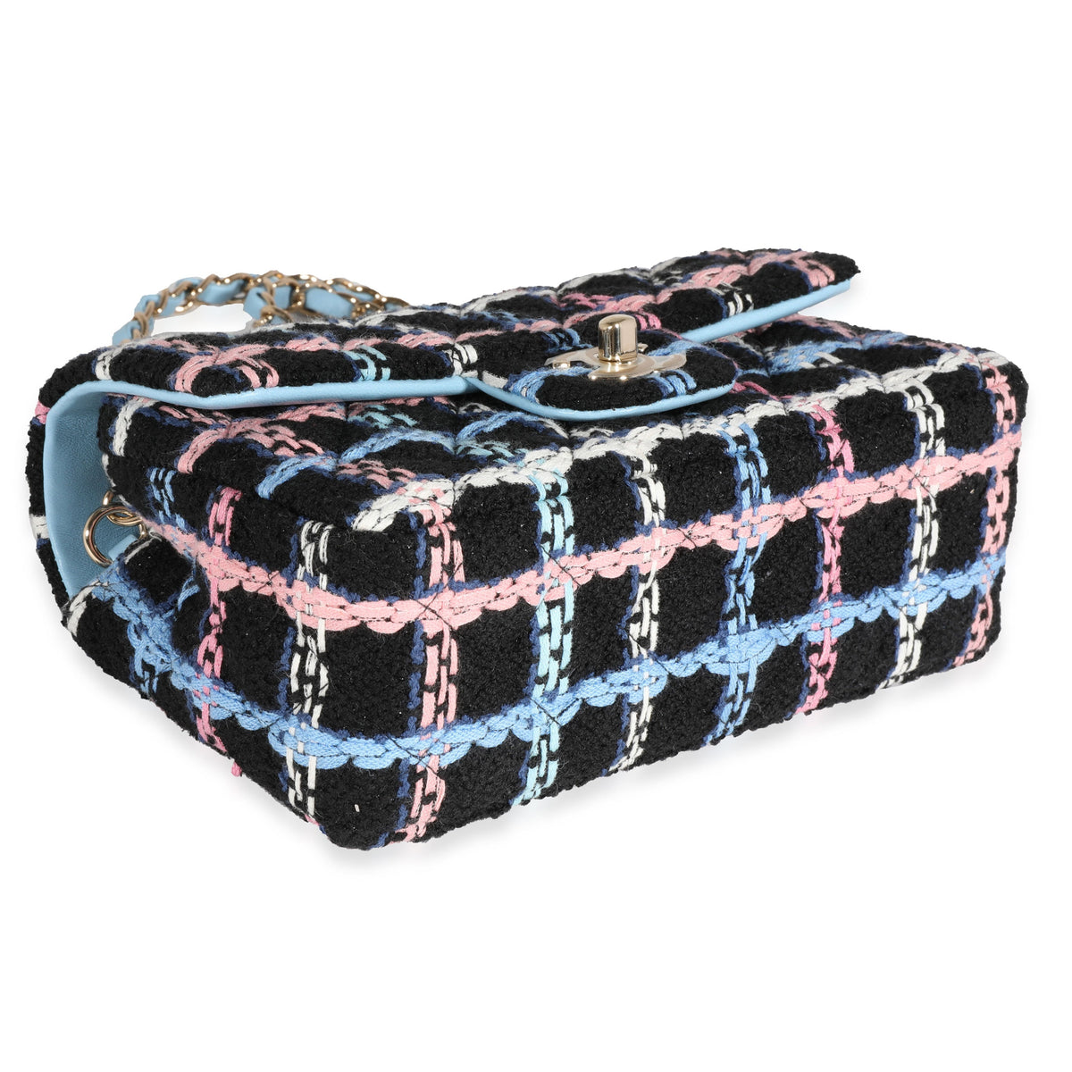 Chanel Navy Sparkle Tweed Classic Mini Rectangular Flap Bag