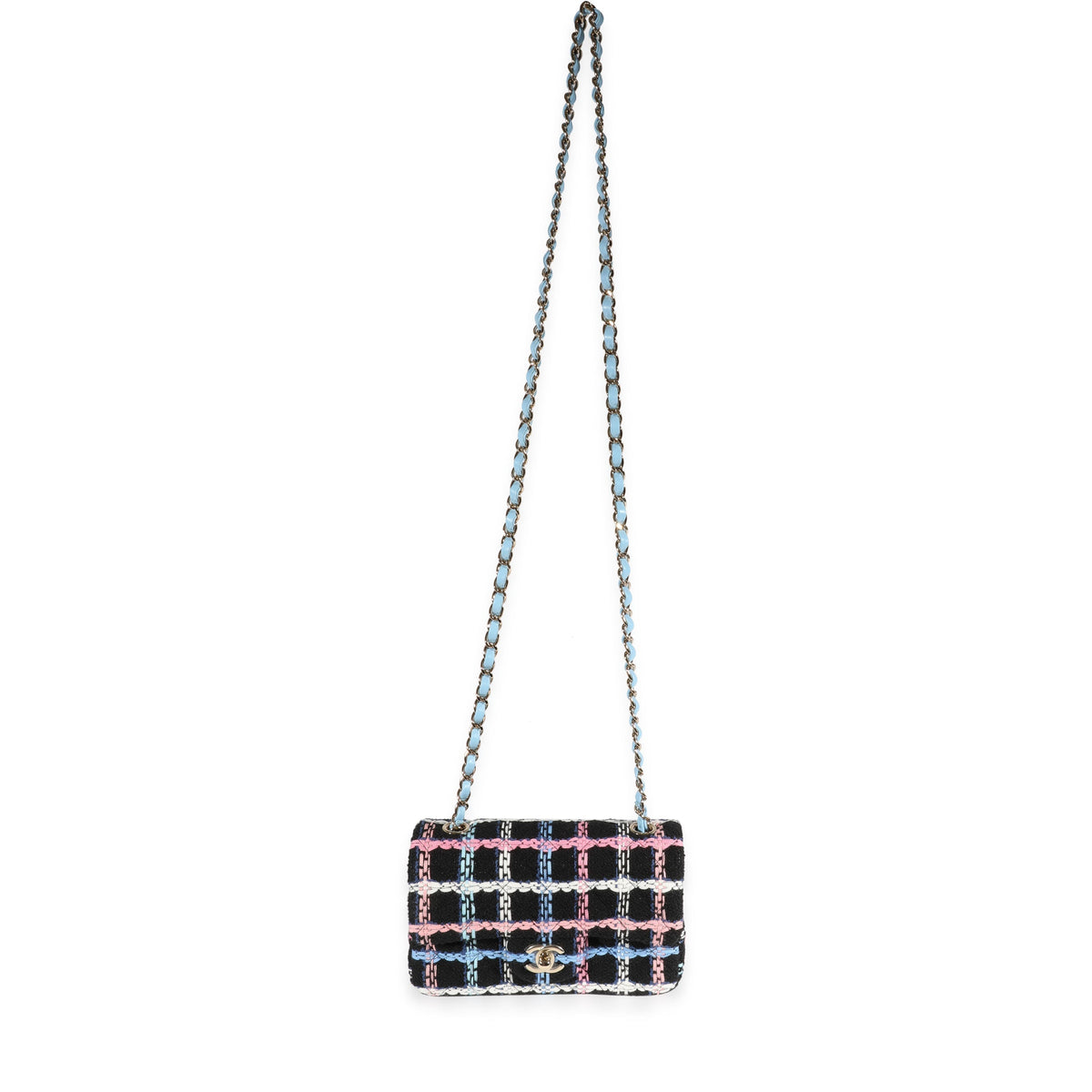 Chanel Navy Sparkle Tweed Classic Mini Rectangular Flap Bag