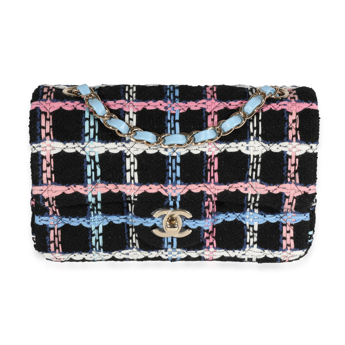 Chanel Navy Sparkle Tweed Classic Mini Rectangular Flap Bag