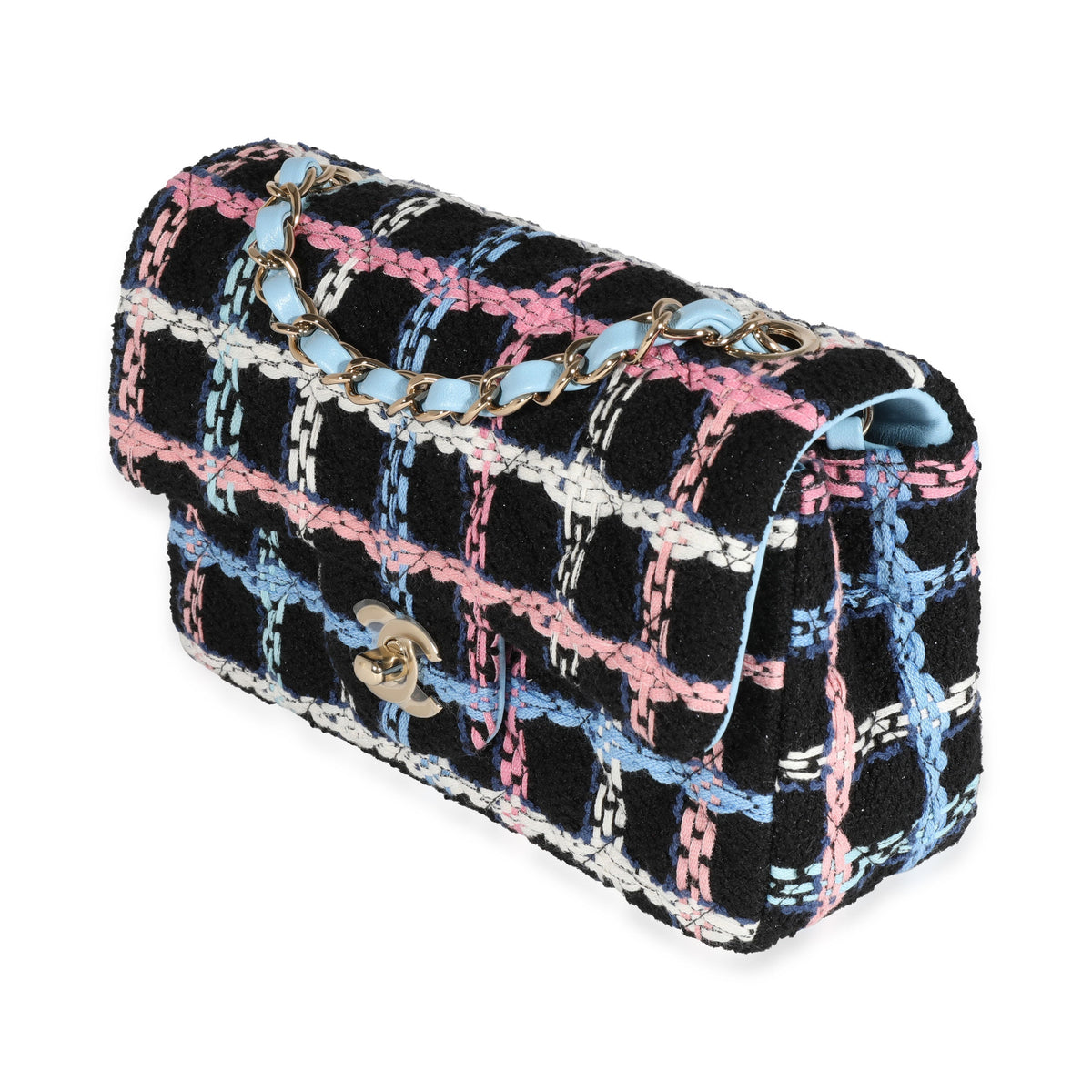 Chanel Navy Sparkle Tweed Classic Mini Rectangular Flap Bag