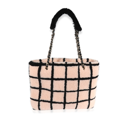 CHANEL Peach & Black Shearling Shopping Tote