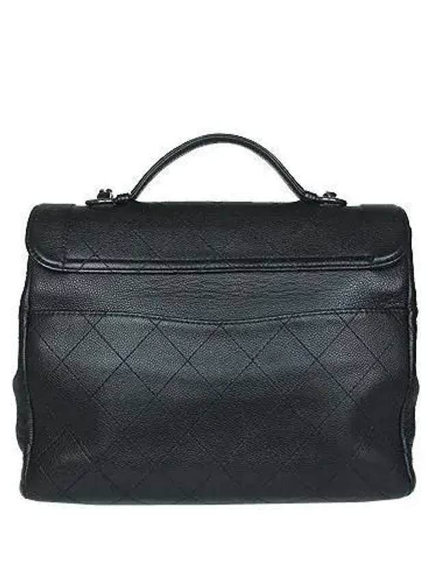 Vintage silver black leather quilting satchel 2WAY Chanel