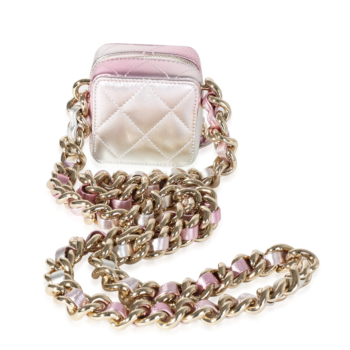 Top Quality Chanel Metallic Lambskin Quilted Coco Punk Cube Bag With Chain