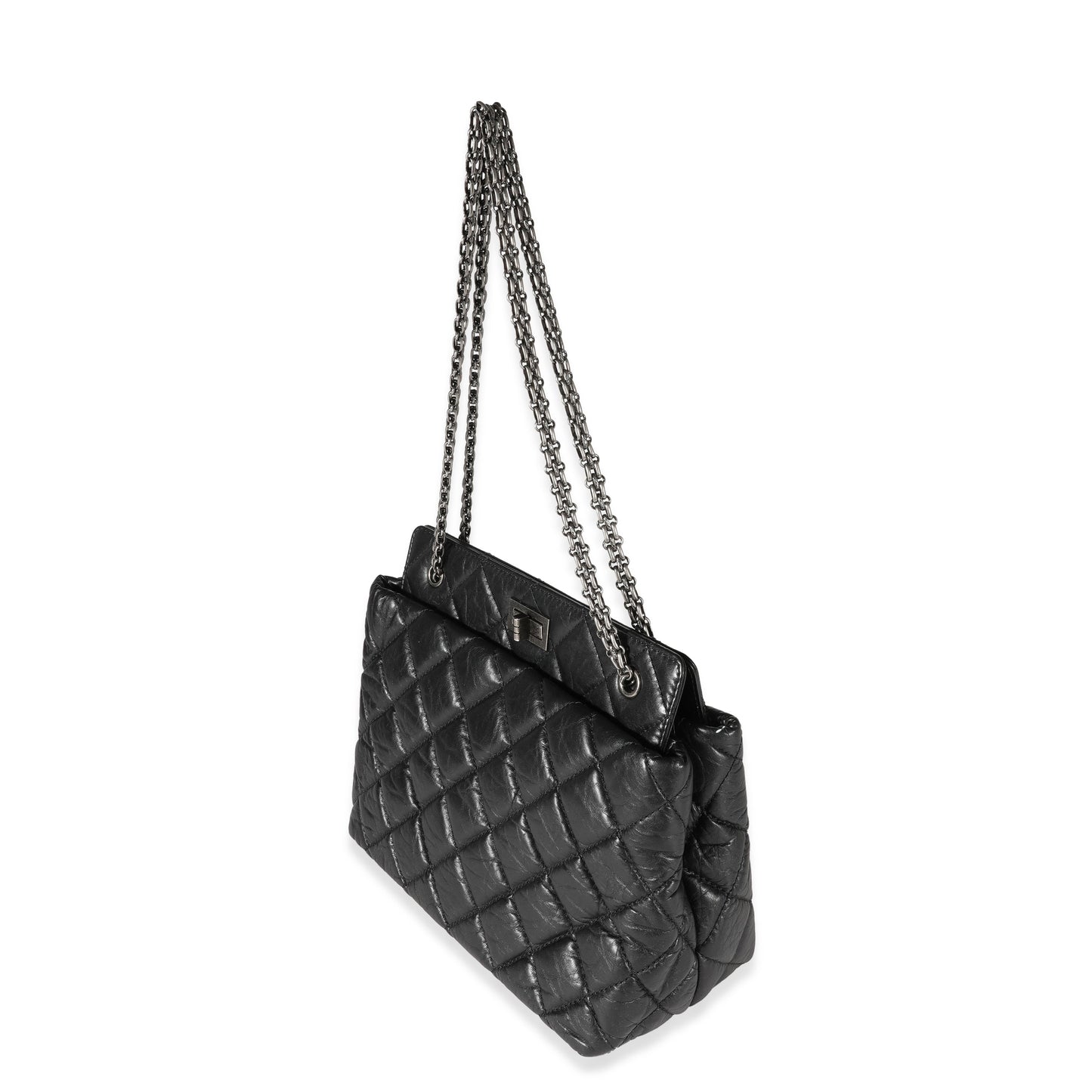 CHANEL Black Quilted Aged Calfskin Reissue Shopping Tote