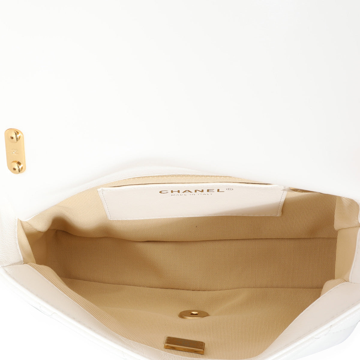 CHANEL White Quilted Lambskin Small Funky Town Flap Bag