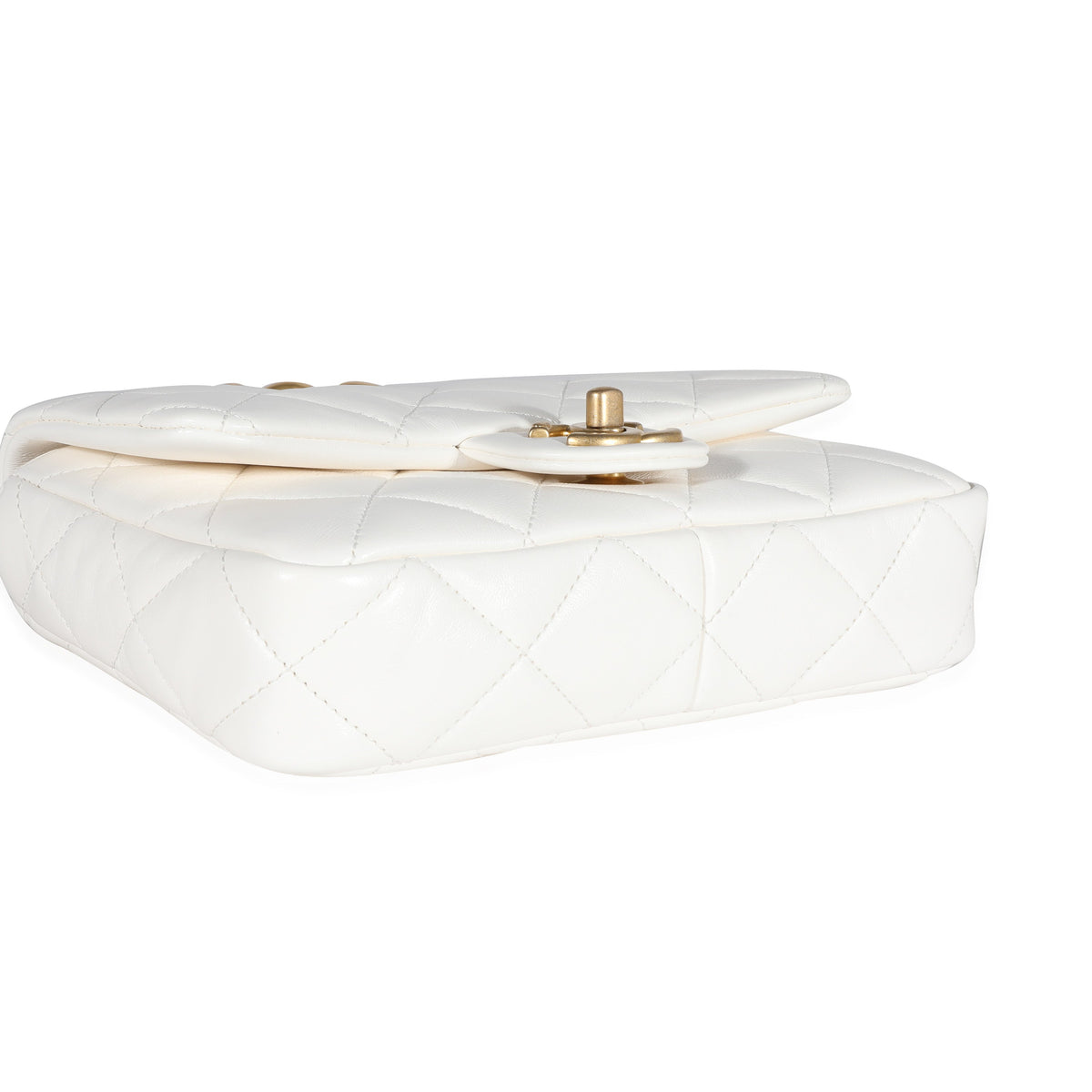 CHANEL White Quilted Lambskin Small Funky Town Flap Bag