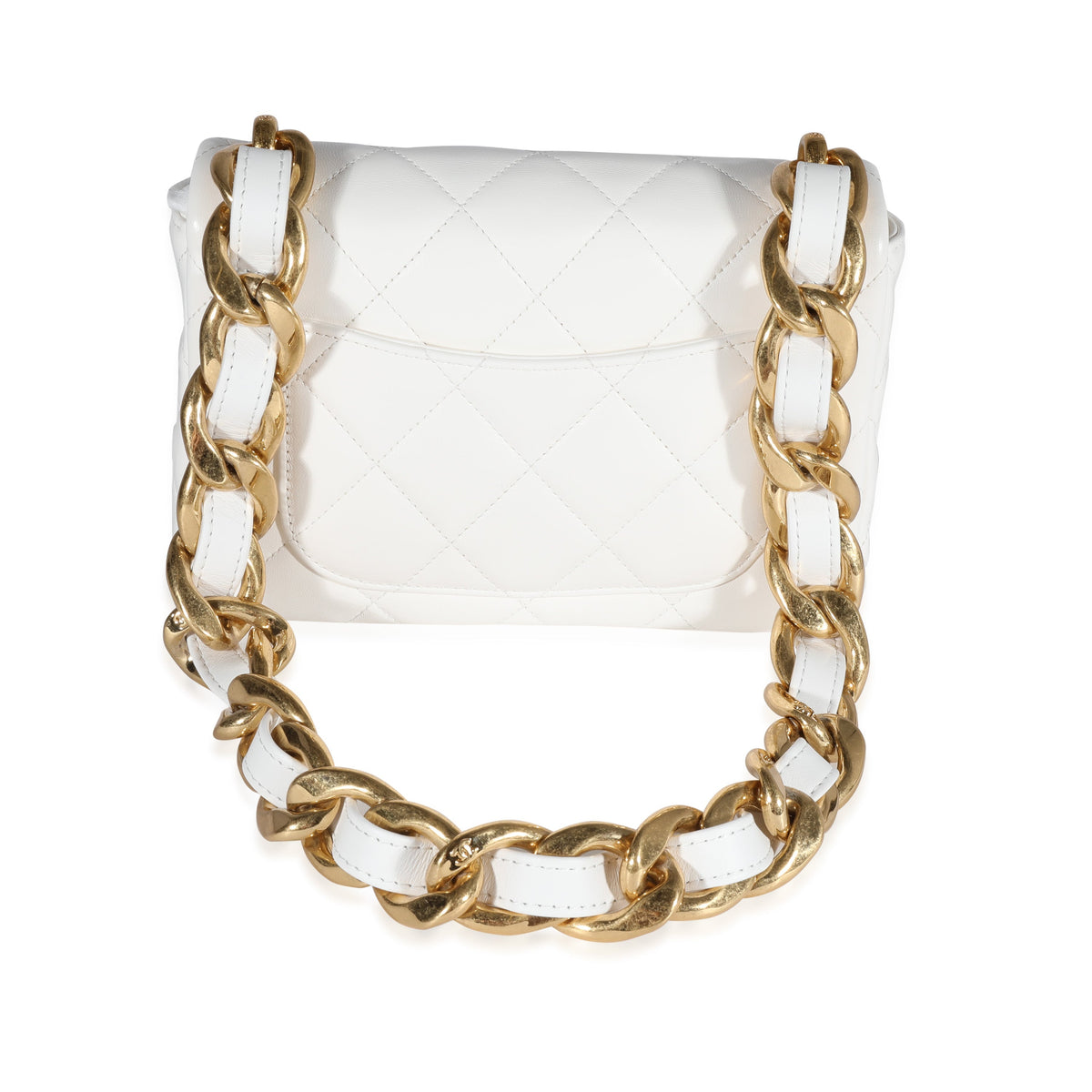 CHANEL White Quilted Lambskin Small Funky Town Flap Bag