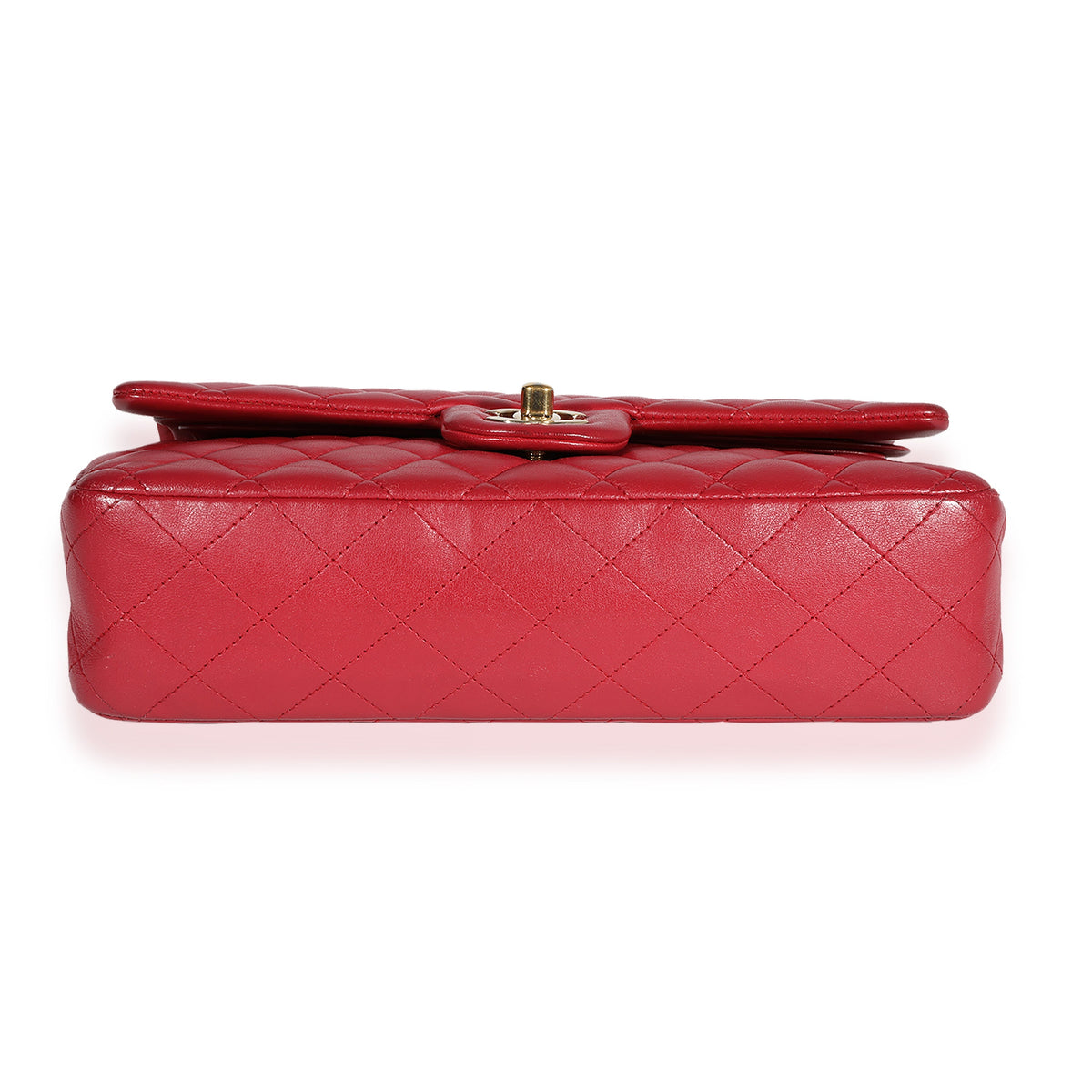 CHANEL Red Quilted Lambskin Medium Classic Double Flap Bag