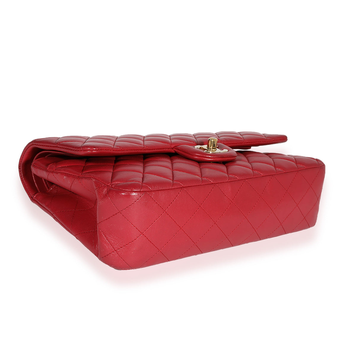CHANEL Red Quilted Lambskin Medium Classic Double Flap Bag