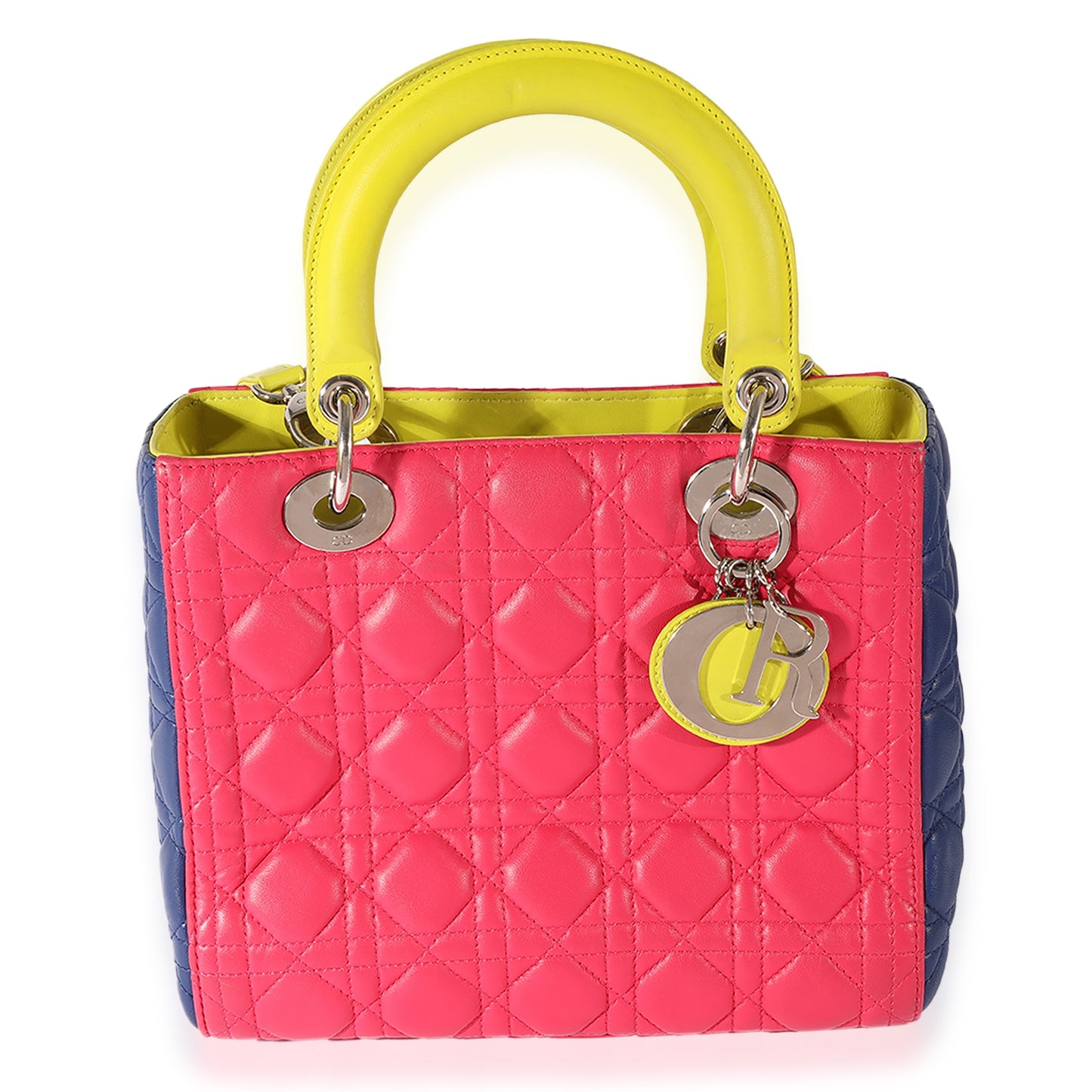 CHRISTIAN DIOR Tricolor Quilted Lambskin Medium Lady Bag