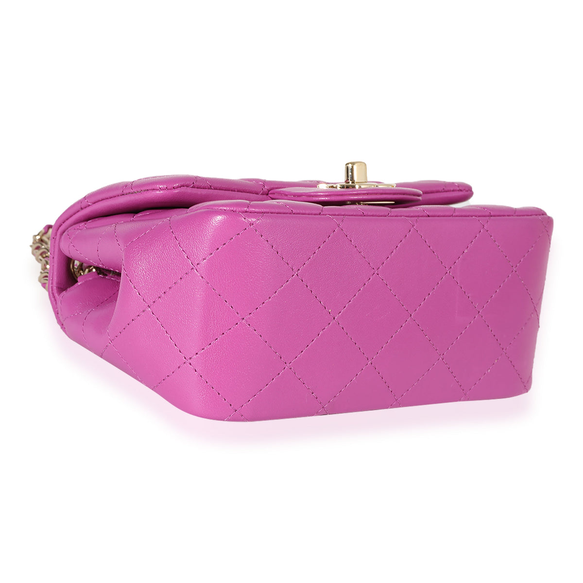 CHANEL Purple Quilted Lambskin Mini Square Classic Flap Bag