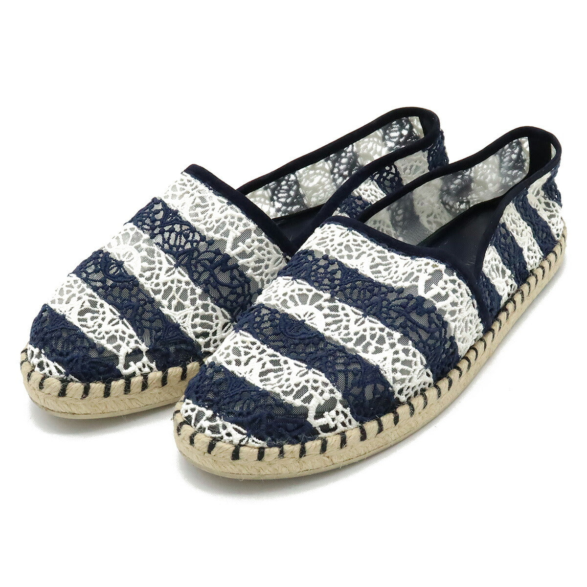 Chanel Lace Espadrille Flat Shoes Slip-on