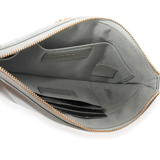 CHANEL Gray Quilted Satin 19 O-Case