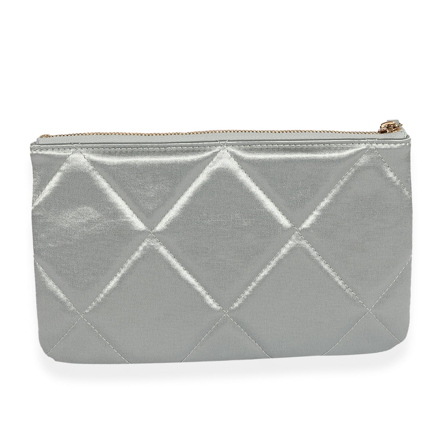 CHANEL Gray Quilted Satin 19 O-Case
