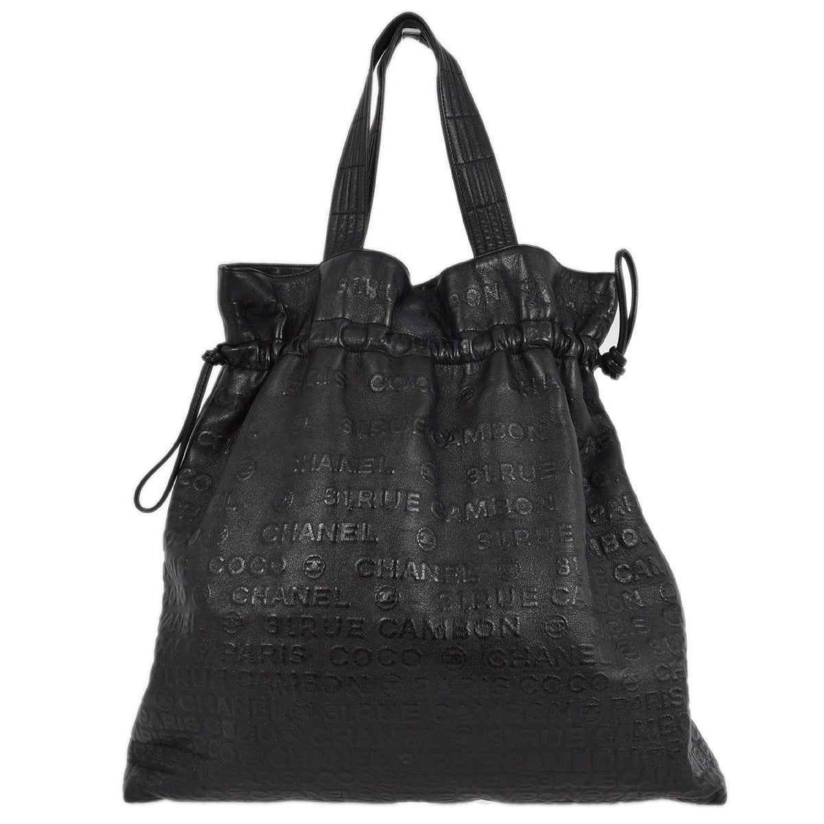 Chanel Black Lambskin 31 RUE CAMBON Tote Handbag