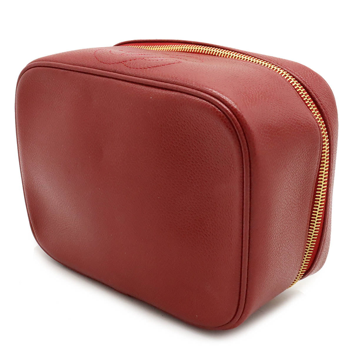 Chanel Caviar Vanity Handbag Red Leather