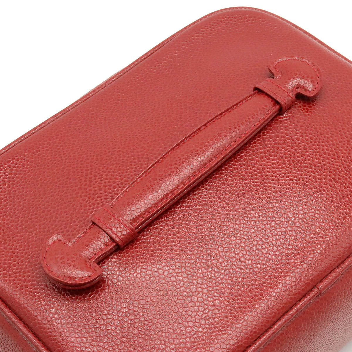 Chanel Caviar Vanity Handbag Red Leather