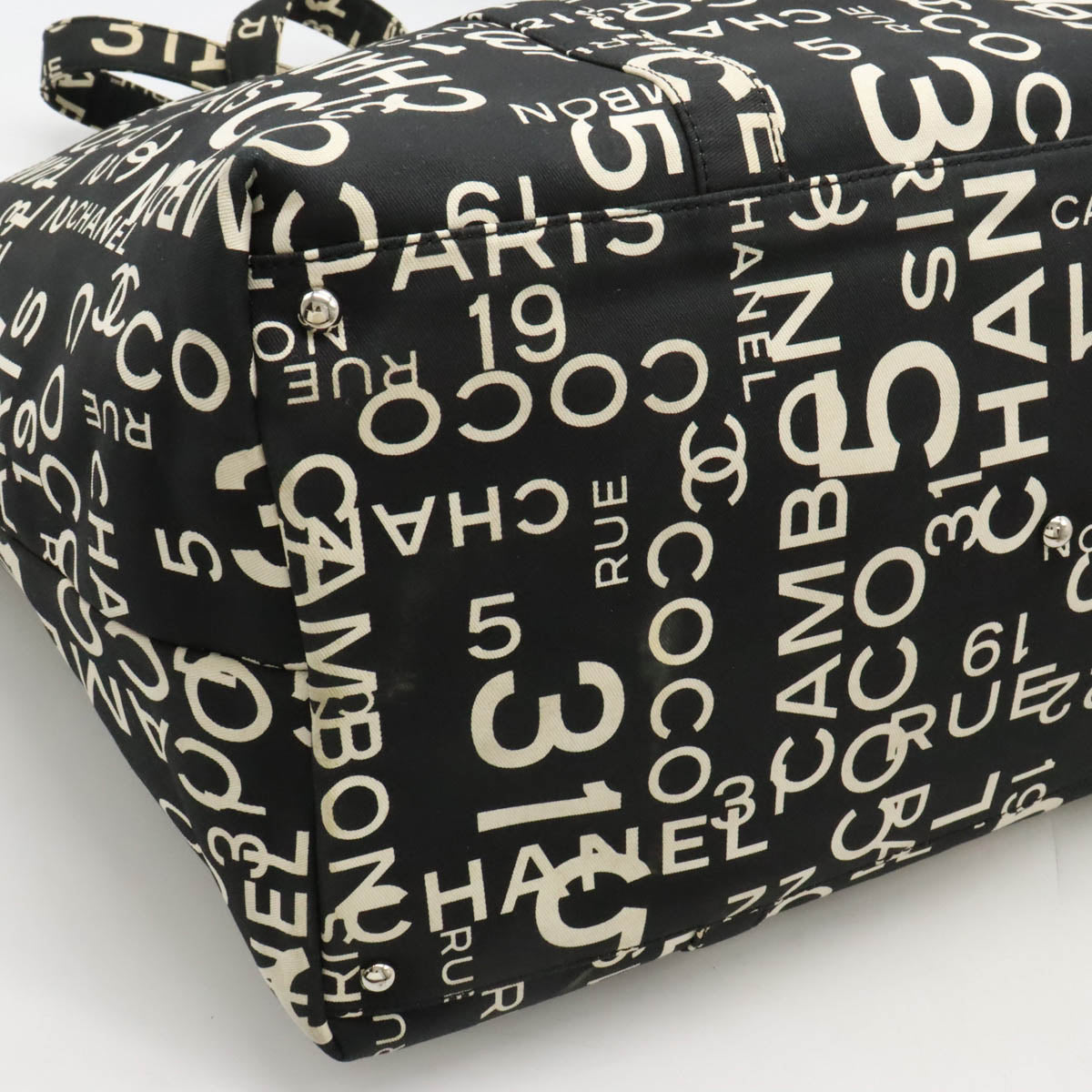 Top Quality Chanel Canvas Logo Tote Bag with Plastic Chain