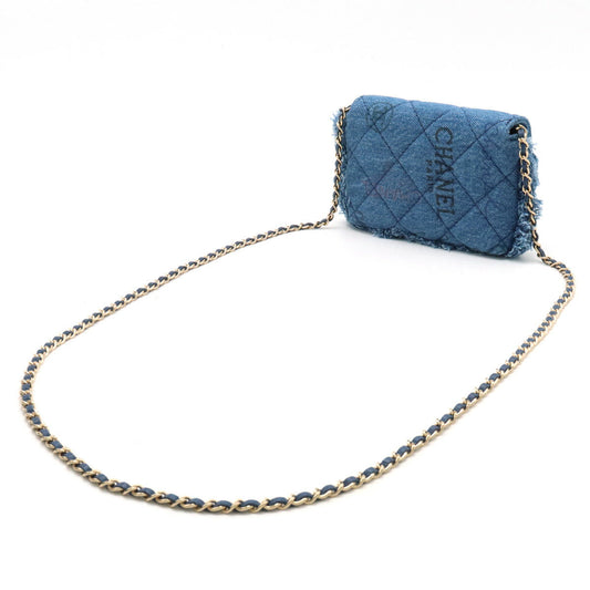 Chanel Denim Matelasse Coco Mark 2way Shoulder Bag AP2602