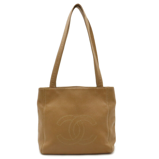 Chanel Caviar Skin Coco Mark 2way Bag Camel