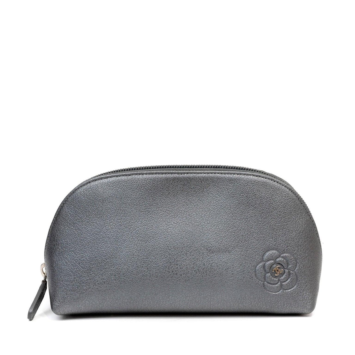 Chanel Slate Grey Camellia Pouch
