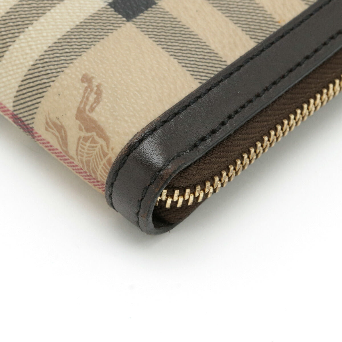 Burberry Shadow Horse Check PVC Leather Long Zip Wallet
