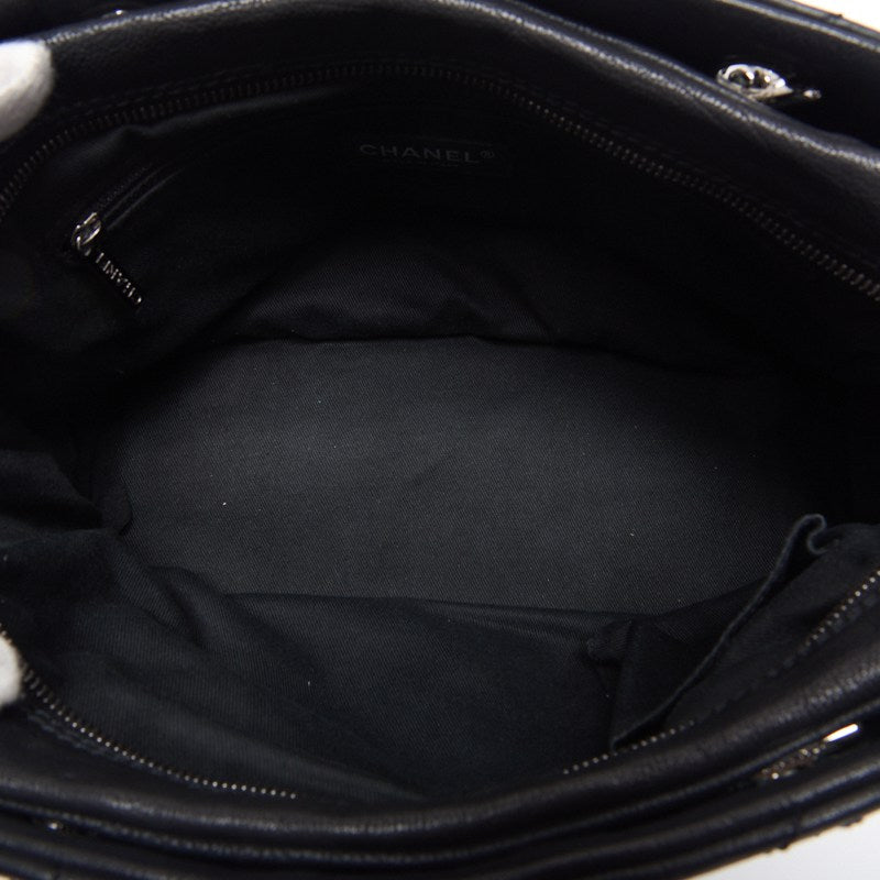 Chanel Matrasse Double Stitch Decacoco Double Chain Shoulder Leather Black (Silver G ) Shoulder Bag  【 Ship】【Free Shipping】 Free Shipping】 Free Shipping】 [Free Shipping  [Free Shipping] [Free Shipping] [Free Shipping] [Free Shipping]