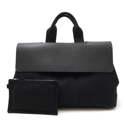 Hermes Valparaiso MM Canvas Leather Tote Bag