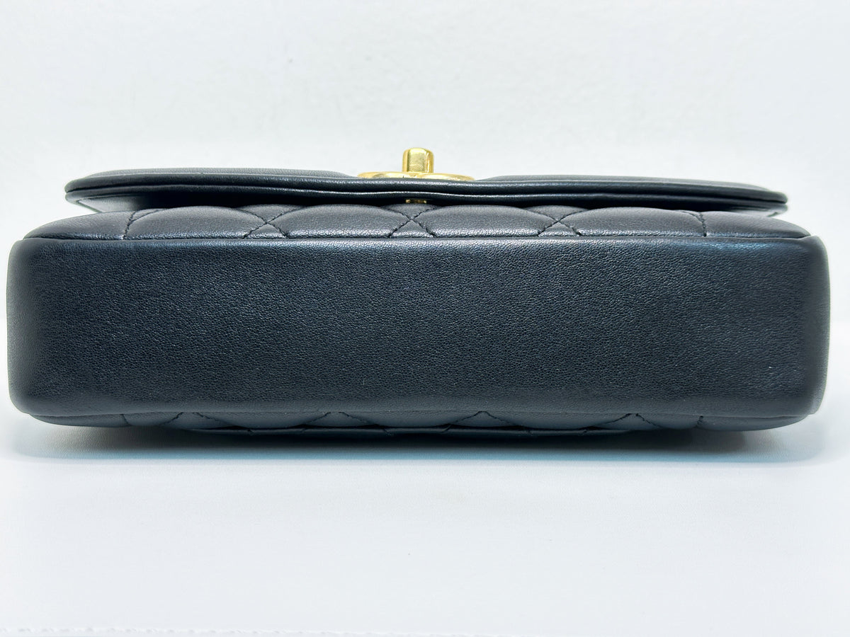 Chanel Small Diana Flap Black Lambskin GHW 2073 holo