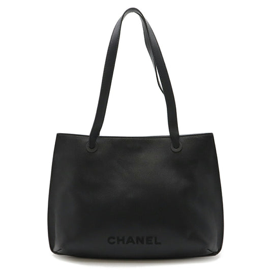 Chanel Leather Logo Tote Bag Black