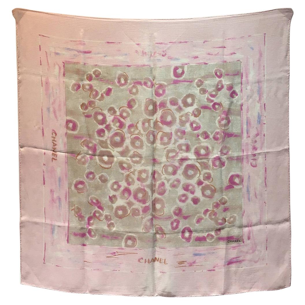 CHANEL Sheer Pink Silk Scarf