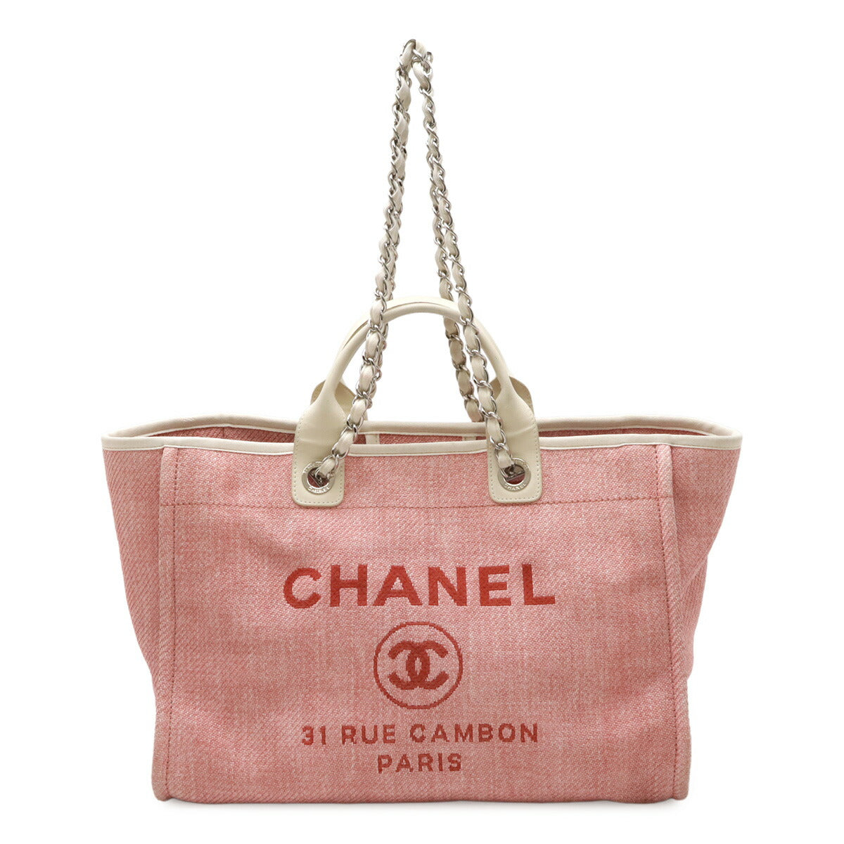 Chanel Deauville Canvas Leather 2way Tote Bag