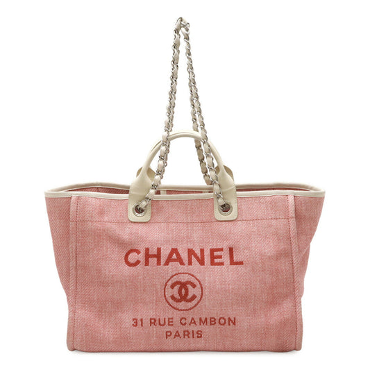 Chanel Deauville Canvas Leather 2way Tote Bag
