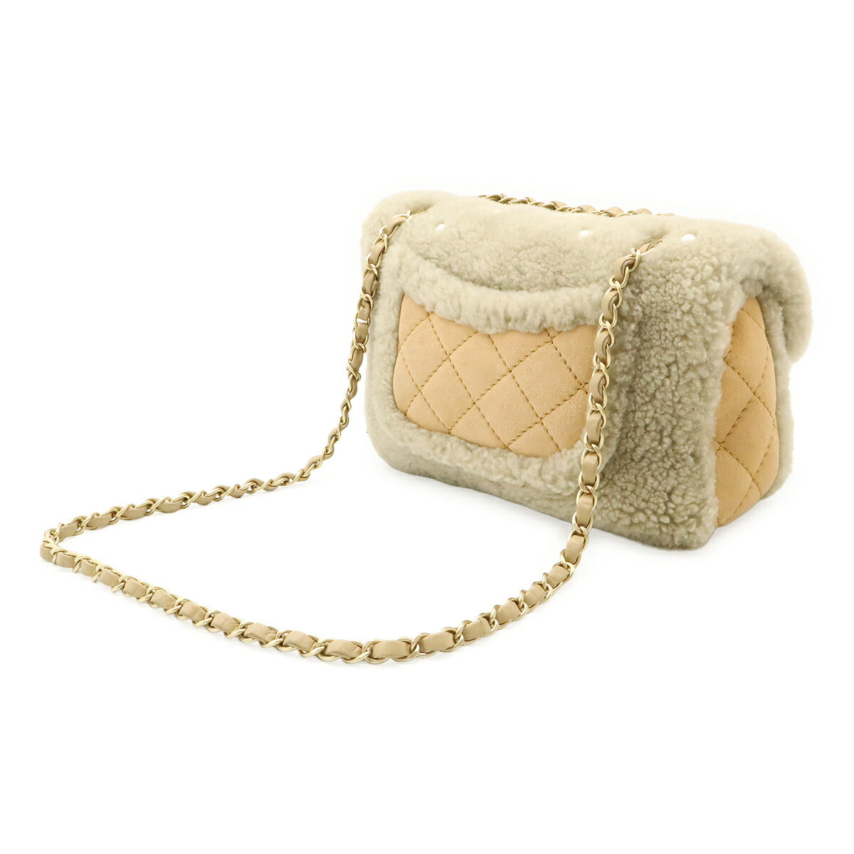 Chanel Pearl Embroidery Shearling Shoulder Bag
