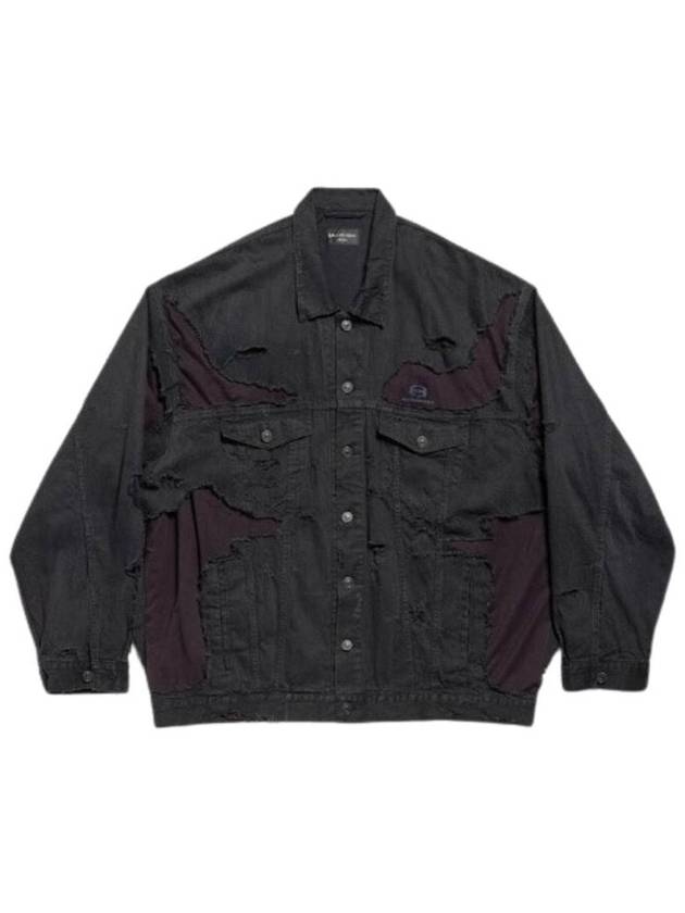 Luxury Balenciaga  Unity Sports Icon Patchwork Denim Jacket Black