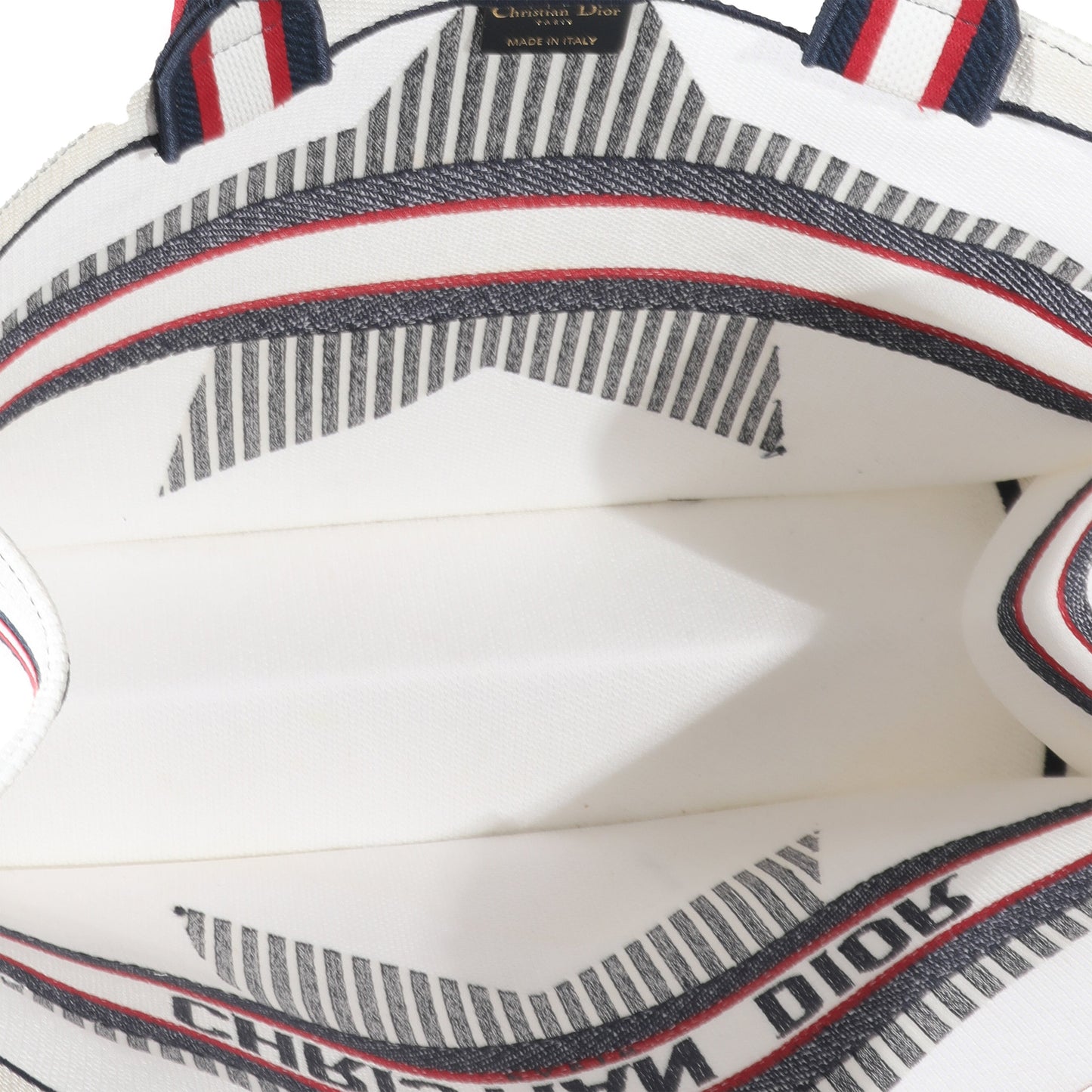 CHRISTIAN DIOR White Canvas Dioralps Large Book Tote