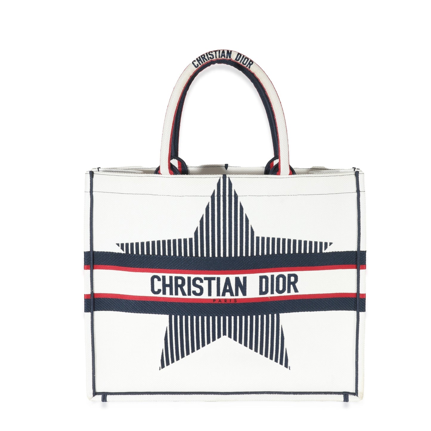 CHRISTIAN DIOR White Canvas Dioralps Large Book Tote