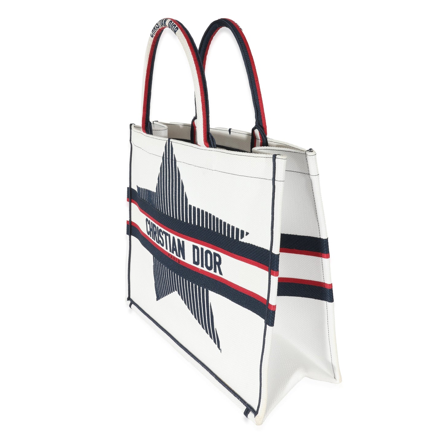 CHRISTIAN DIOR White Canvas Dioralps Large Book Tote