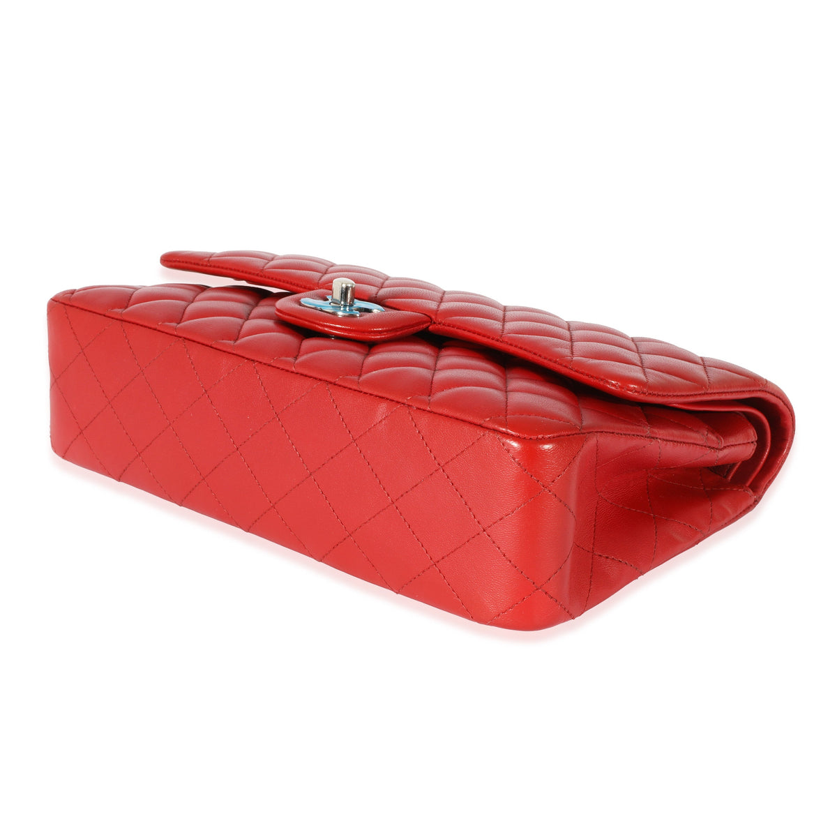 CHANEL Red Quilted Lambskin Medium Classic Double Flap Bag