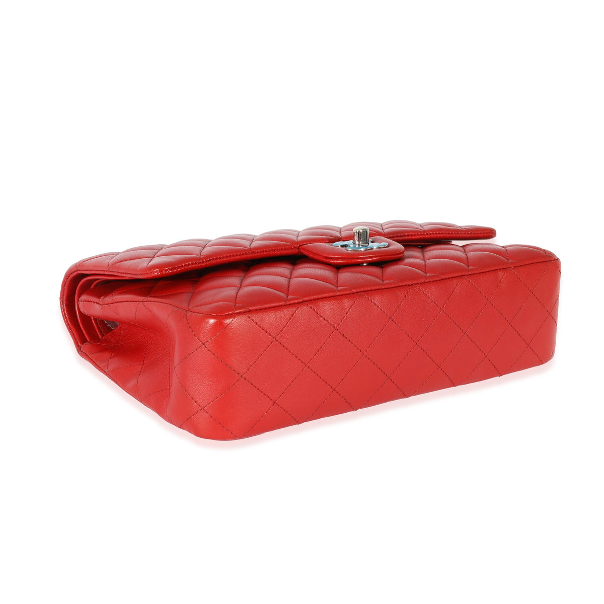 CHANEL Red Quilted Lambskin Medium Classic Double Flap Bag