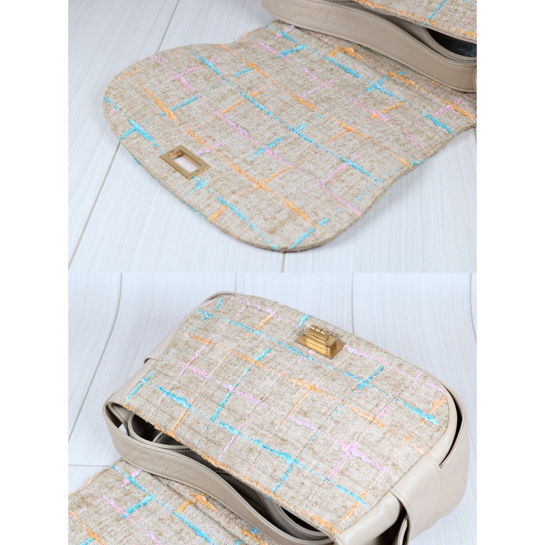 Good ( Rank AB)｜ CHANEL Canvas Lamb Leather Weave 2.55 Shoulder Bag｜S24053101
