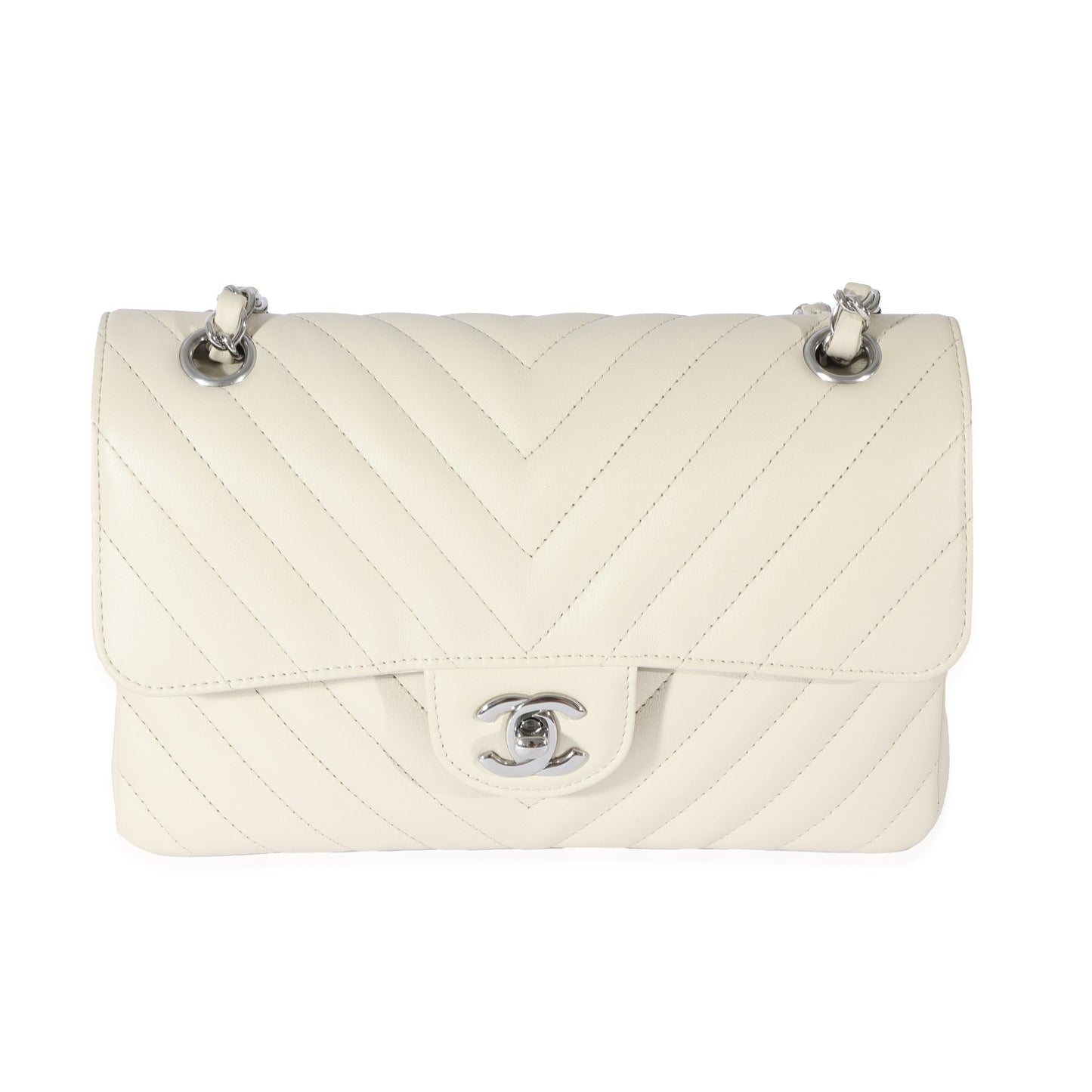 CHANEL 22C Neutral Chevron Calfskin Small Classic Flap
