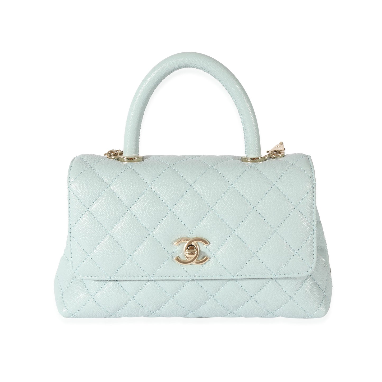 Chanel 22P Blue Quilted Caviar Small Coco Top Handle Flap