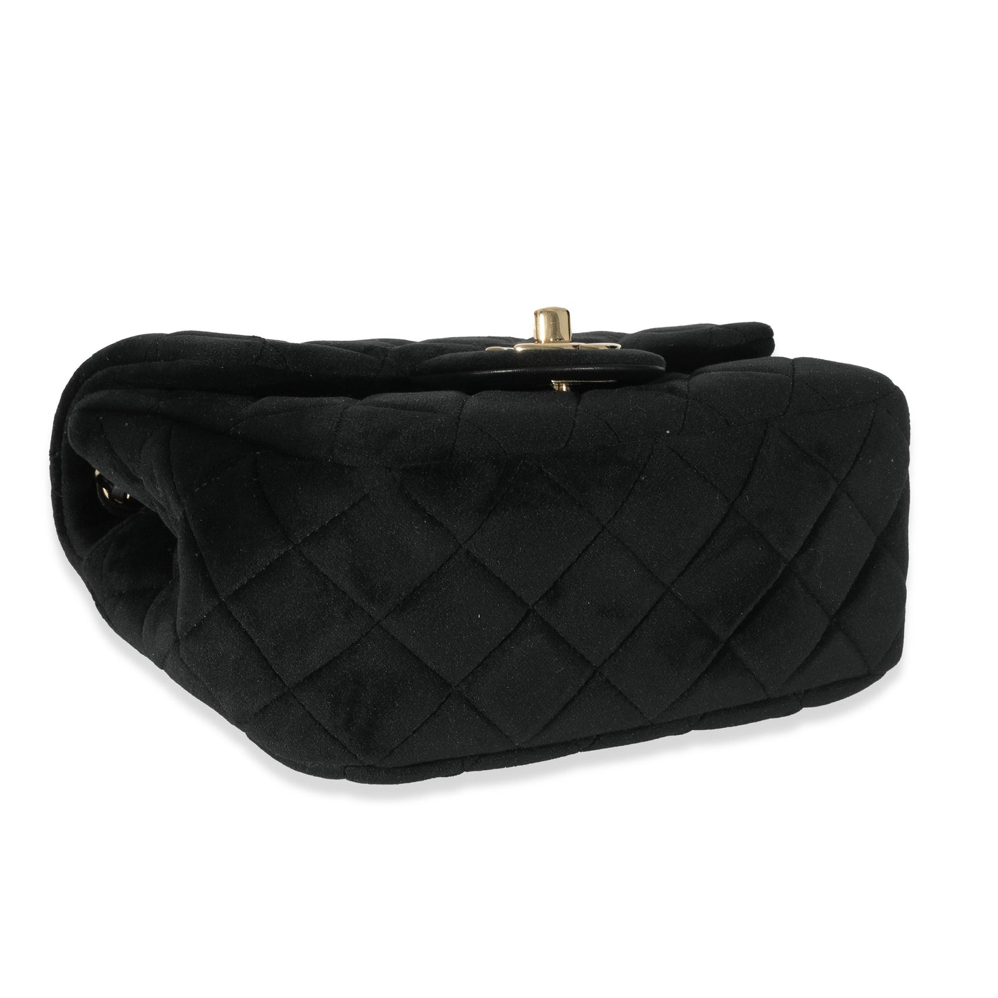 CHANEL Black Velvet Pearl Crush Mini Square Flap