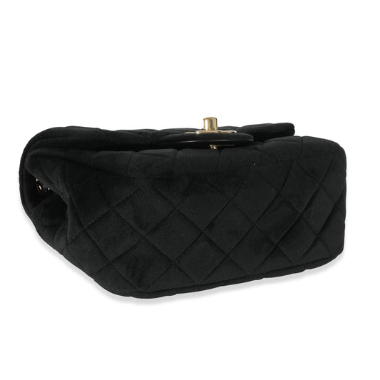 CHANEL Black Velvet Pearl Crush Mini Square Flap