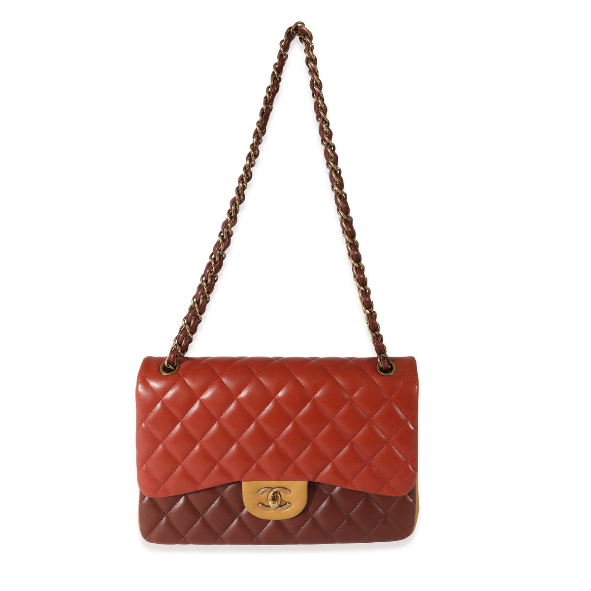 CHANEL Tri-Color Lambskin Jumbo Double Flap Bag