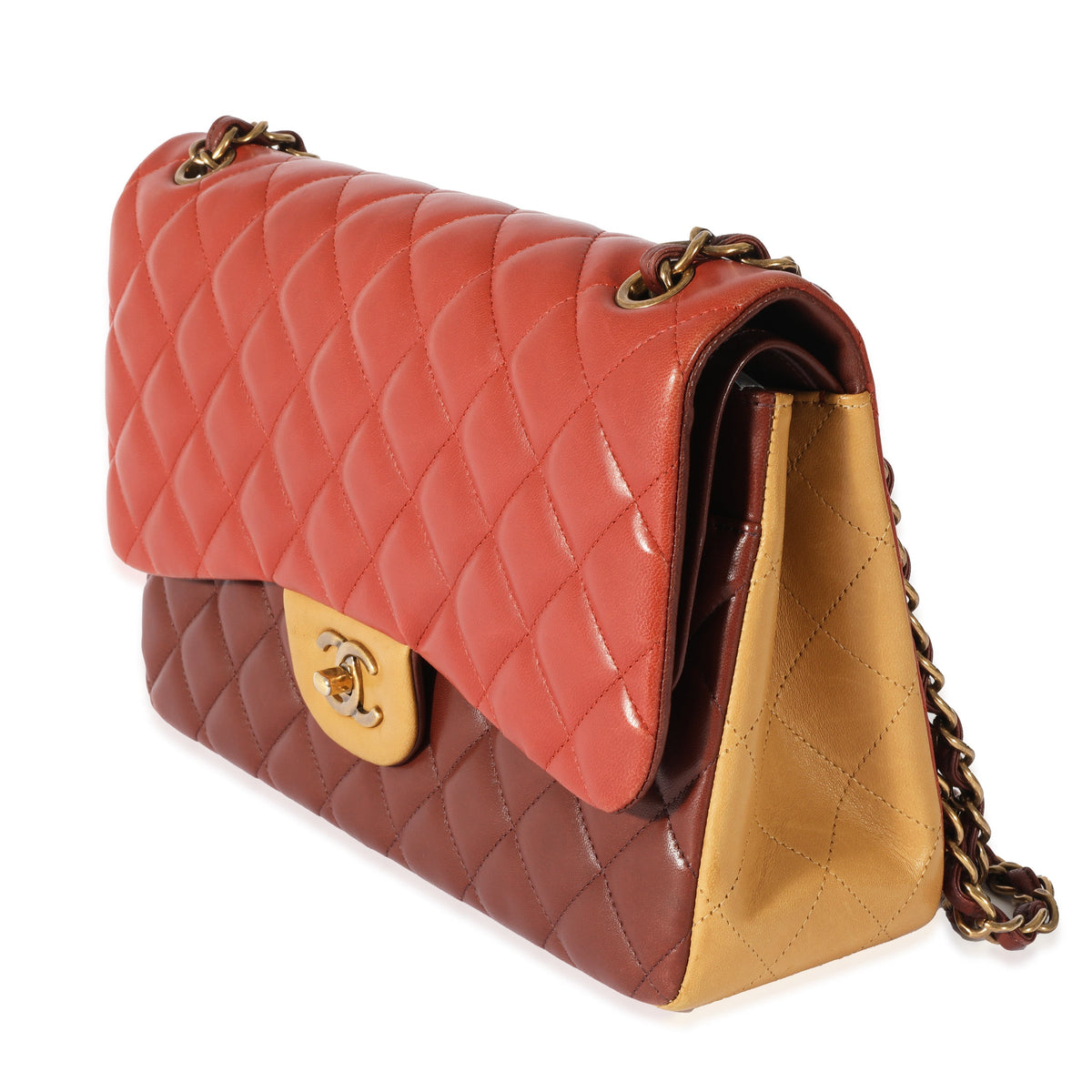 CHANEL Tri-Color Lambskin Jumbo Double Flap Bag