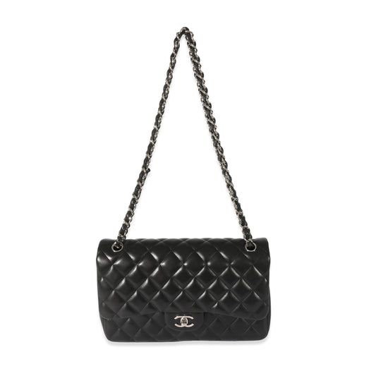 CHANEL Black Lambskin Jumbo Classic Double Flap