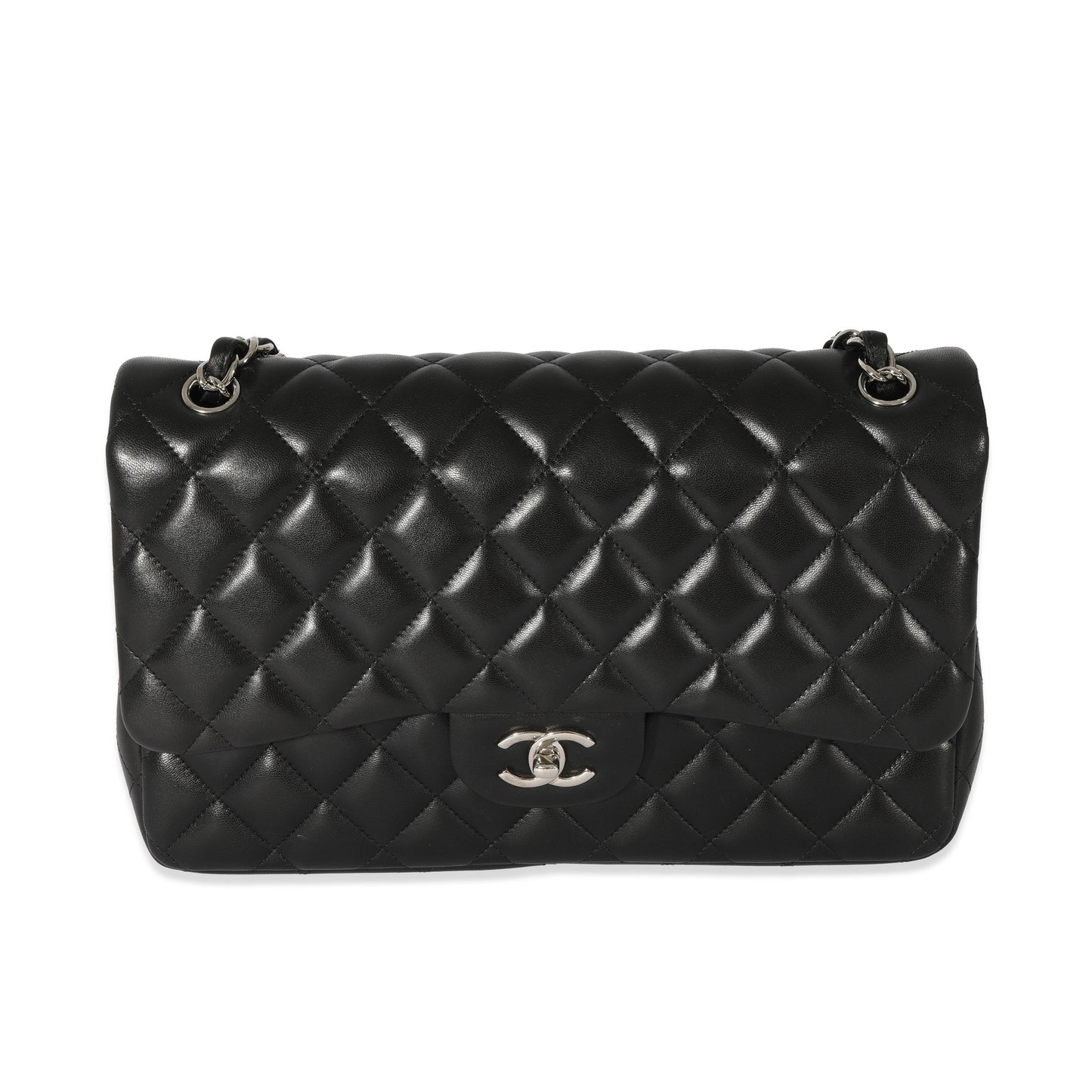 CHANEL Black Lambskin Jumbo Classic Double Flap